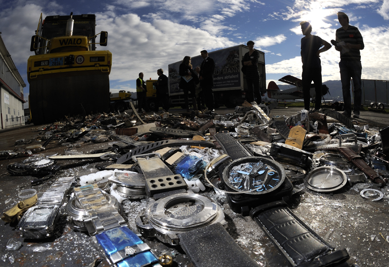 Crushed fake watches